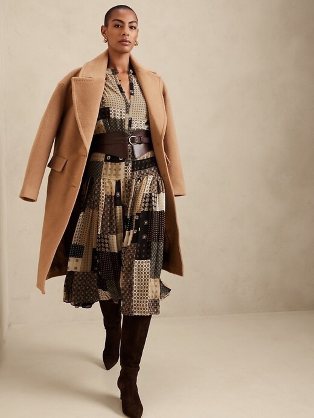 NWOT Banana Republic pleated patchwork Dress XS